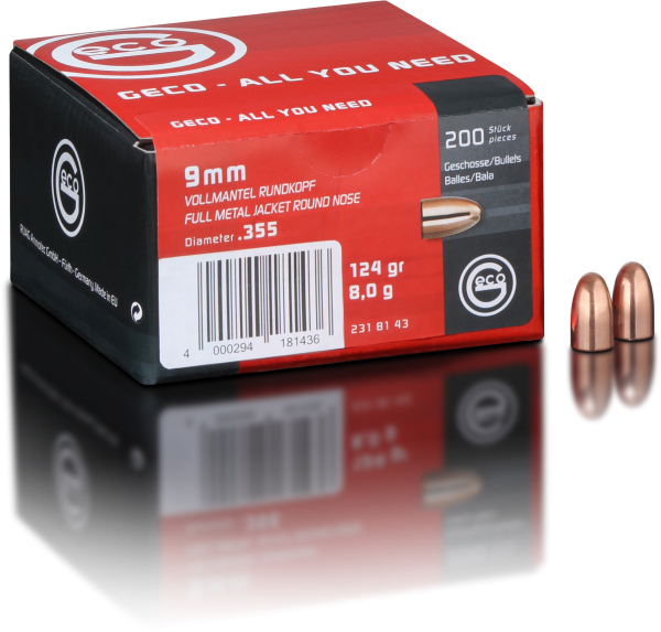 GECO 9mm Verkapseltes Vollmantel Geschoss