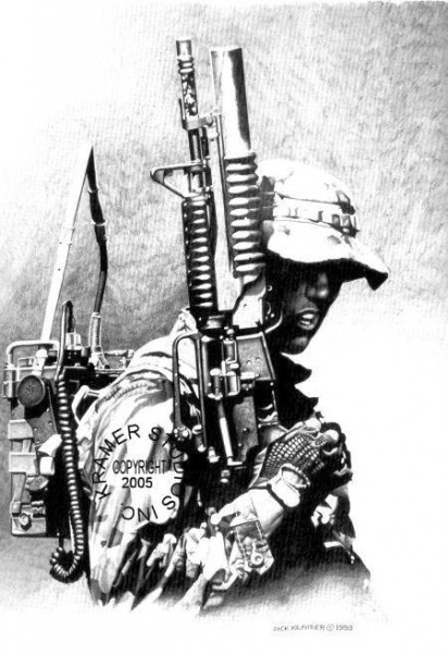Dick Kramer Lithographie "MARINE RECON"